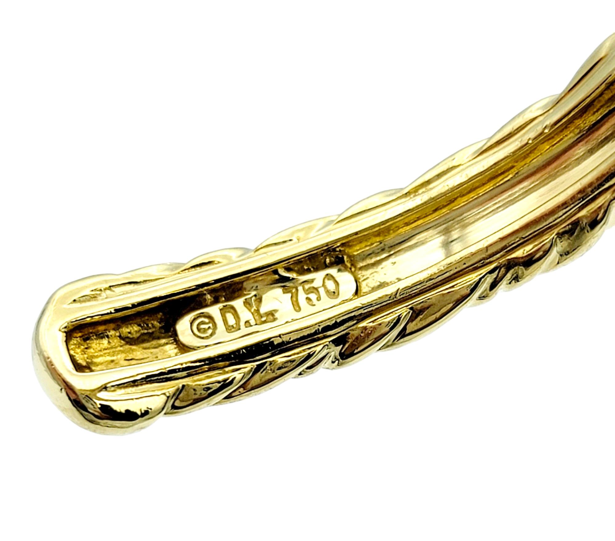 David Yurman Bracelet manchette torsadé vintage en or jaune 18 carats et diamants Pour femmes en vente