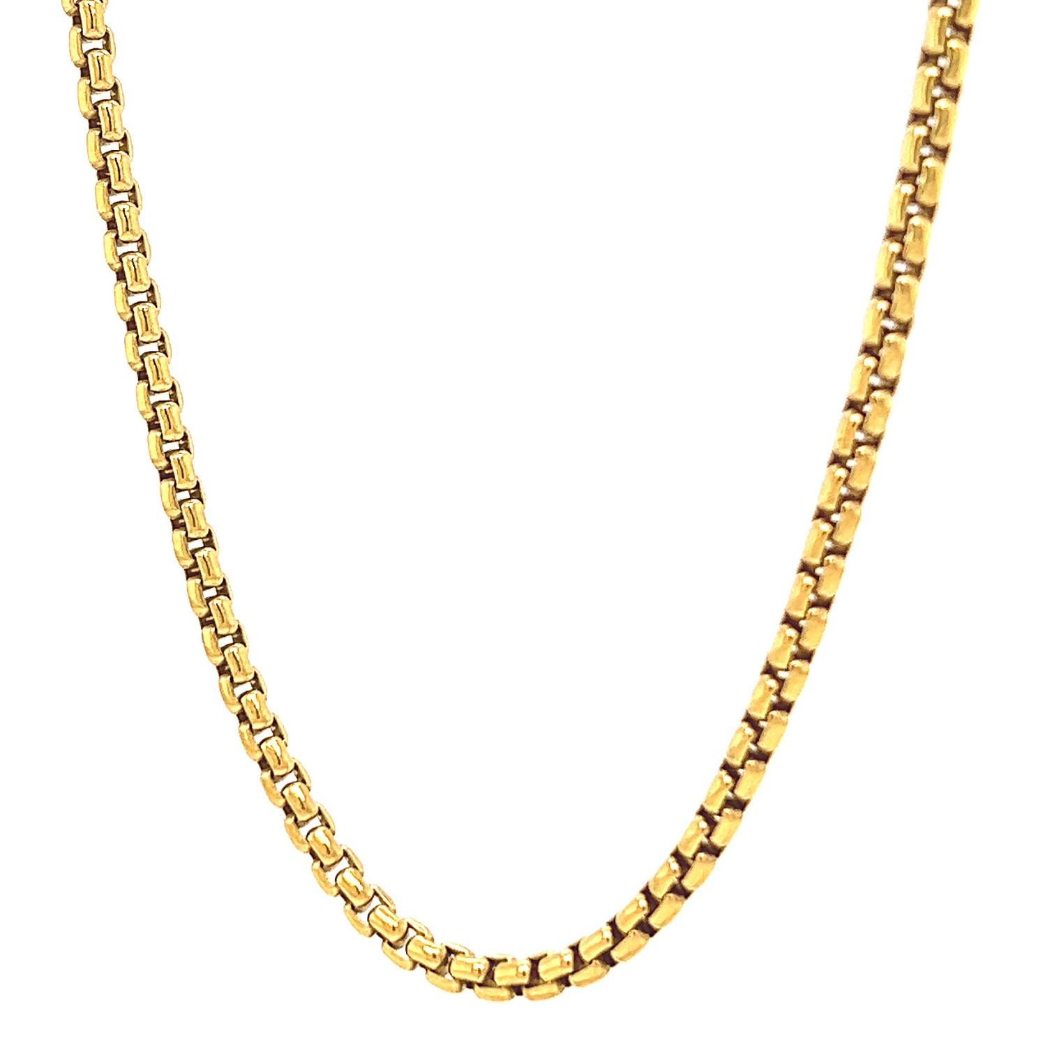 Vintage David Yurman Italian 18 Karat Yellow Gold Box Chain Necklace In Excellent Condition In Beverly Hills, CA