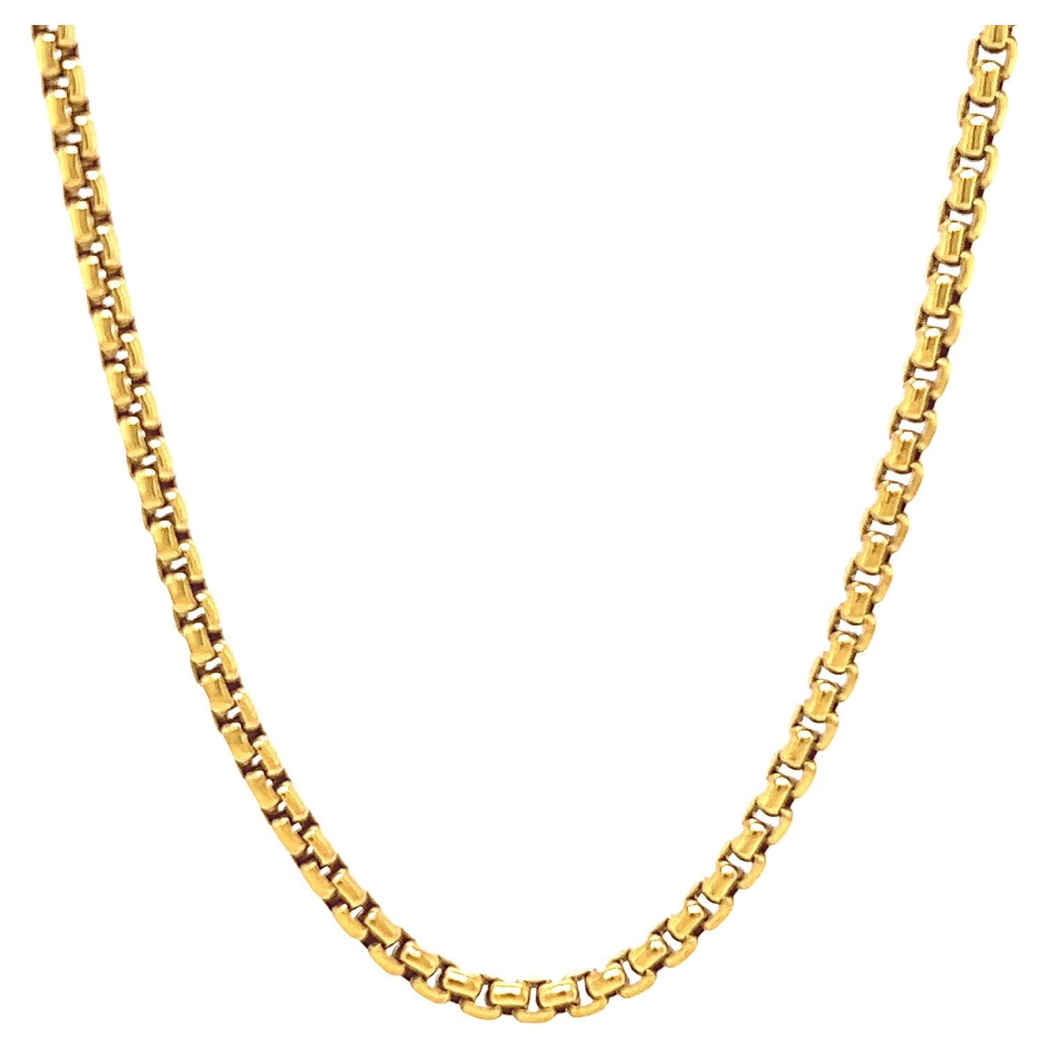 Vintage David Yurman Italian 18 Karat Yellow Gold Box Chain Necklace