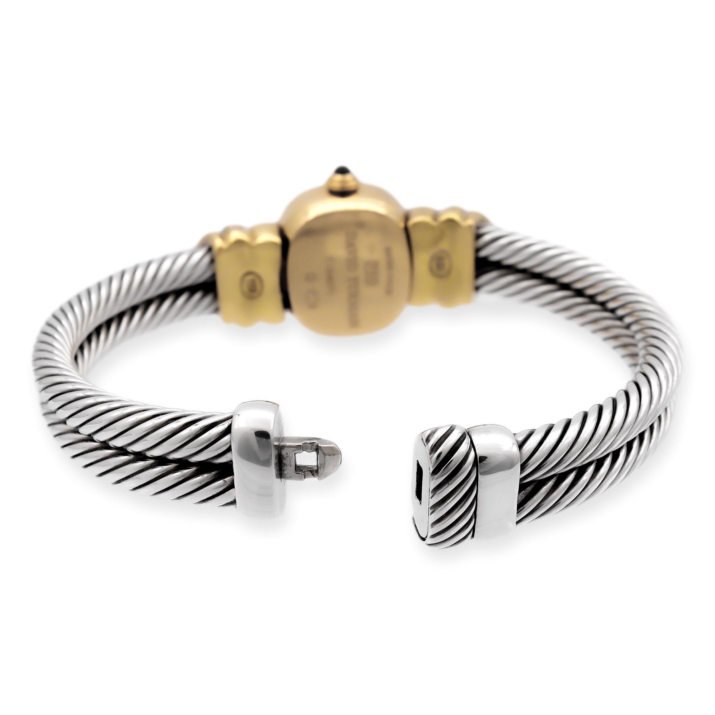 Contemporary Vintage David Yurman Ladies 18K Gold Sterling Silver Diamond Wrist Cable Watch