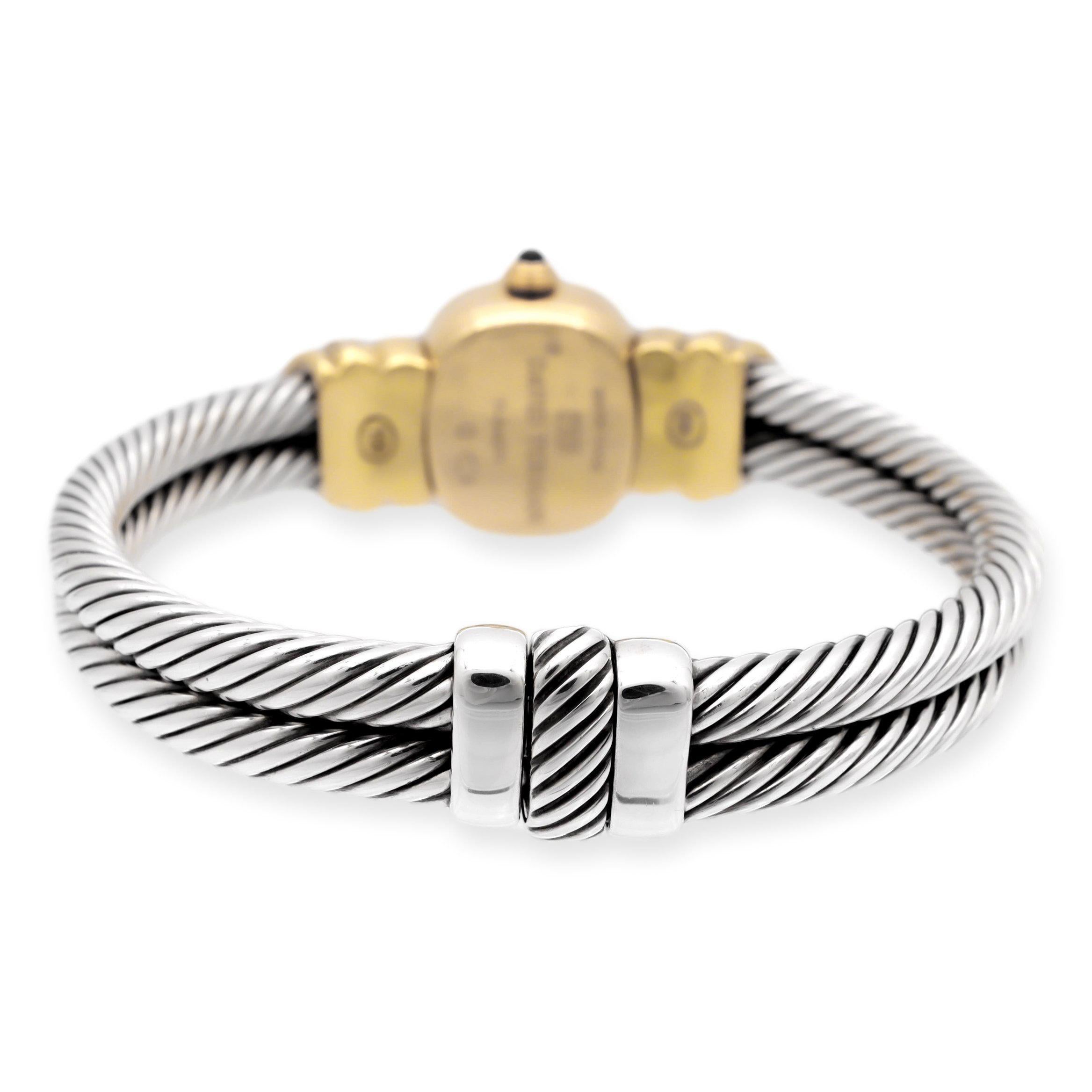 Round Cut Vintage David Yurman Ladies 18K Gold Sterling Silver Diamond Wrist Cable Watch