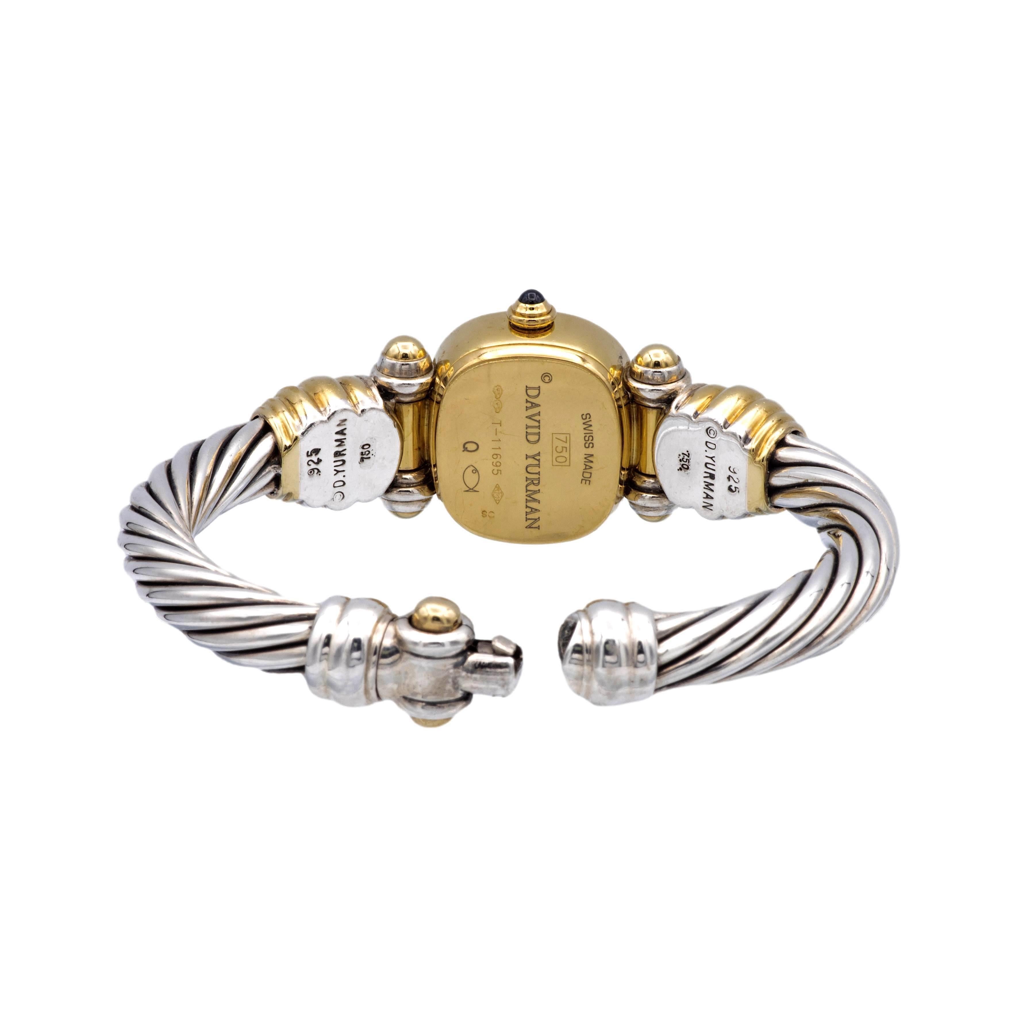 David Yurman: 18 Karat Gelbgold Sterlingsilber-Diamant-Armbanduhr, Vintage im Angebot 1