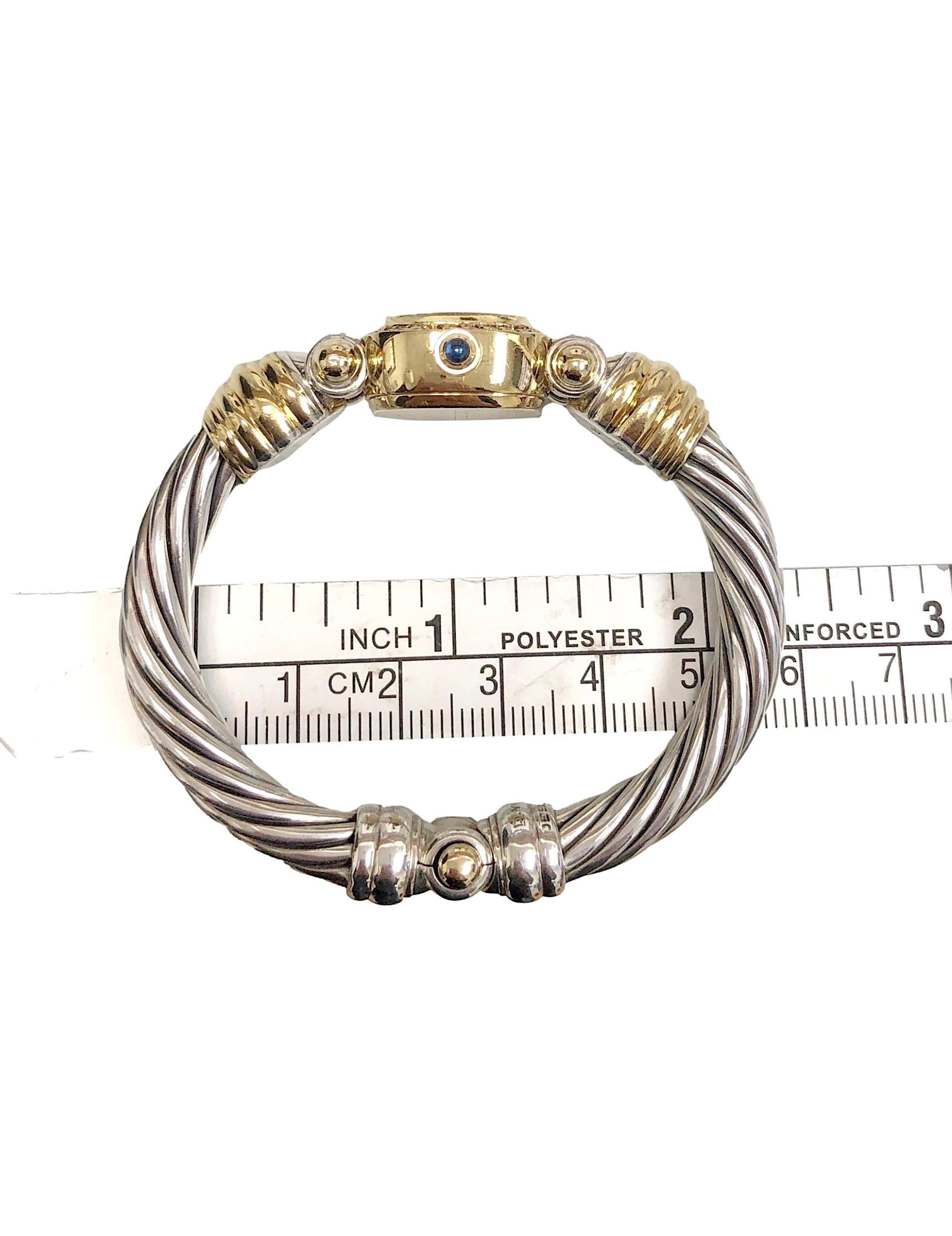 David Yurman: 18 Karat Gelbgold Sterlingsilber-Diamant-Armbanduhr, Vintage im Angebot 3