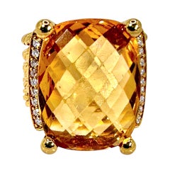 Anillo vintage David Yurman de oro amarillo de 18 quilates con citrino dorado y diamantes