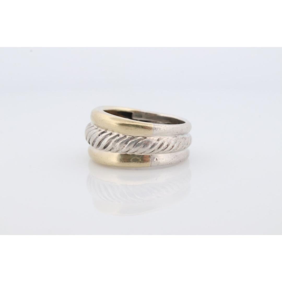 Anillo vintage David Yurman Anillo de plata esterlina y oro de 14 quilates CABLE PESADO en Bueno estado para la venta en Port Charlotte, FL