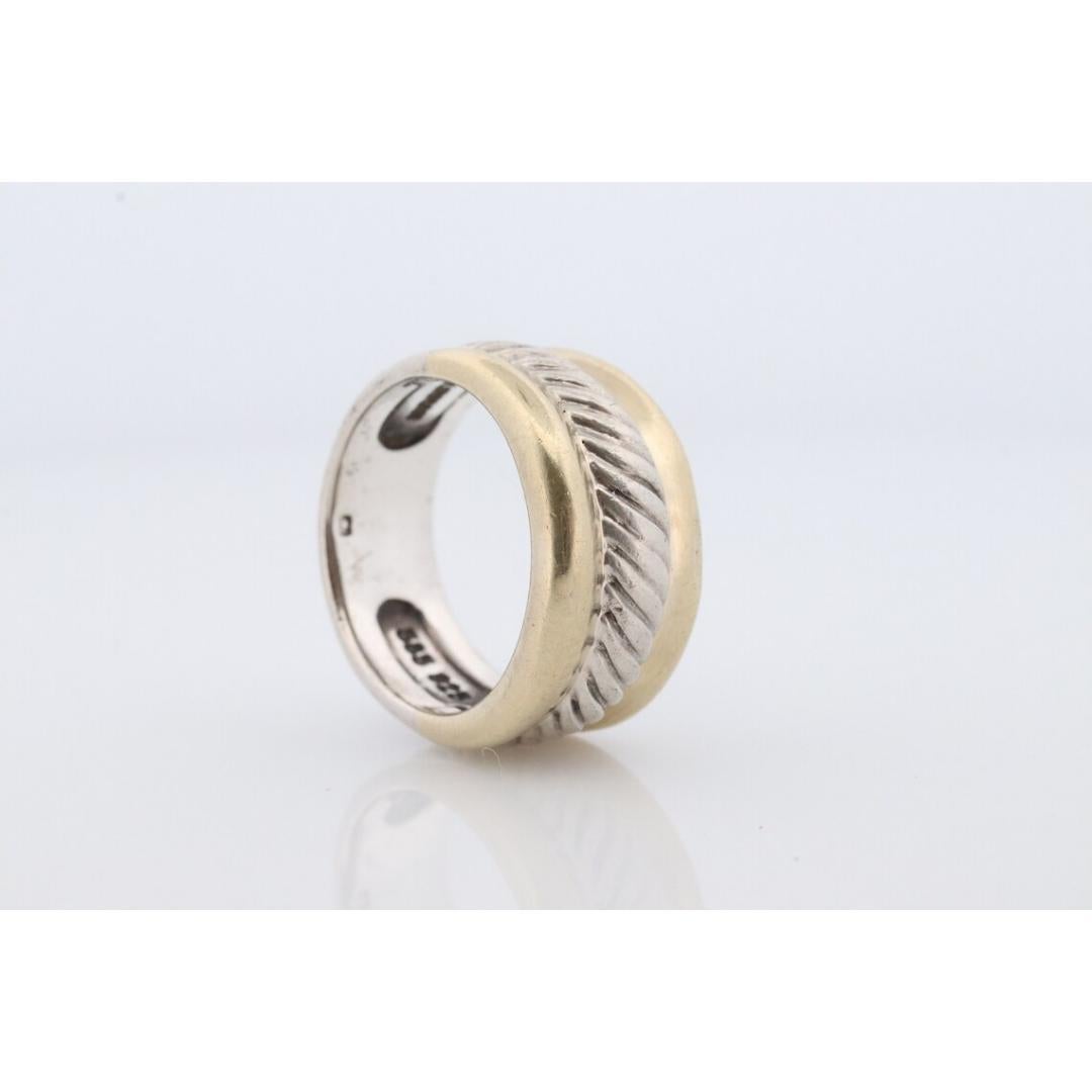 Anillo vintage David Yurman Anillo de plata esterlina y oro de 14 quilates CABLE PESADO en venta 1