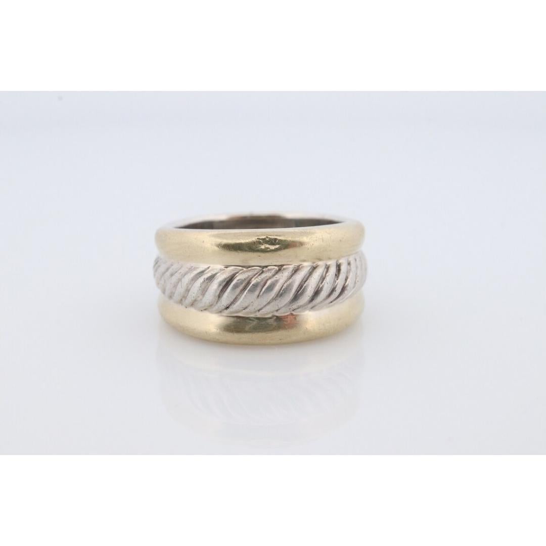Anillo vintage David Yurman Anillo de plata esterlina y oro de 14 quilates CABLE PESADO en venta 3