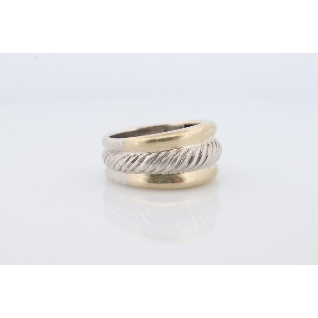 Anillo vintage David Yurman Anillo de plata esterlina y oro de 14 quilates CABLE PESADO en venta 4