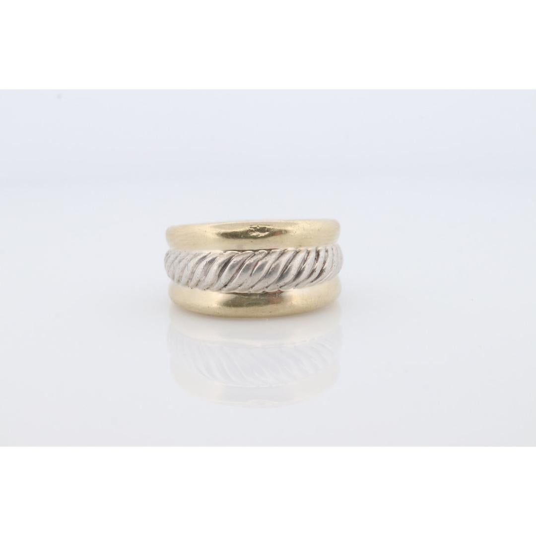 Anillo vintage David Yurman Anillo de plata esterlina y oro de 14 quilates CABLE PESADO en venta 5
