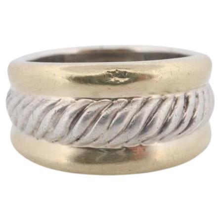 Anillo vintage David Yurman Anillo de plata esterlina y oro de 14 quilates CABLE PESADO en venta