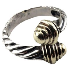 Used David Yurman S Silver and 14K Yellow Gold Bypass Cable Ring #15144