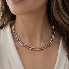 Vintage David Yurman Silver & 18k Yellow Gold 18" Labyrinth Necklace