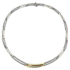 Vintage David Yurman Silver & 18k Yellow Gold 18" Labyrinth Necklace