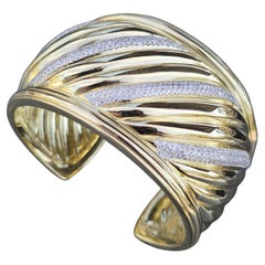 Vintage David Yurman Brazalete de oro macizo de 18 quilates de 112 g con 4 filas de diamantes tallados