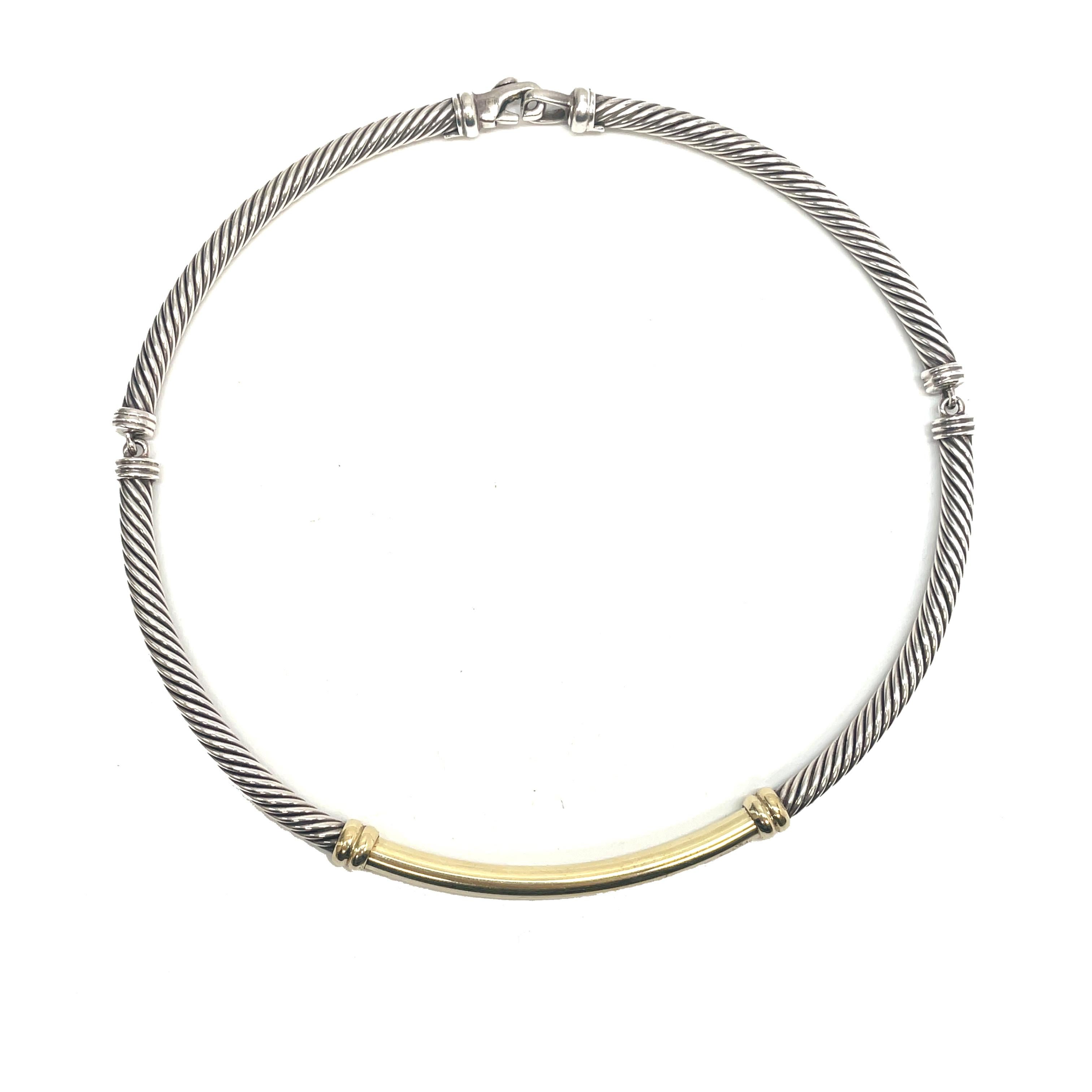 Vintage David Yurman Sterling and 14K Yellow Gold Choker For Sale 3