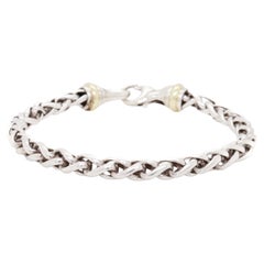 Vintage David Yurman Sterling Silver & 14K Gold 5mm Wheat Chain Bracelet