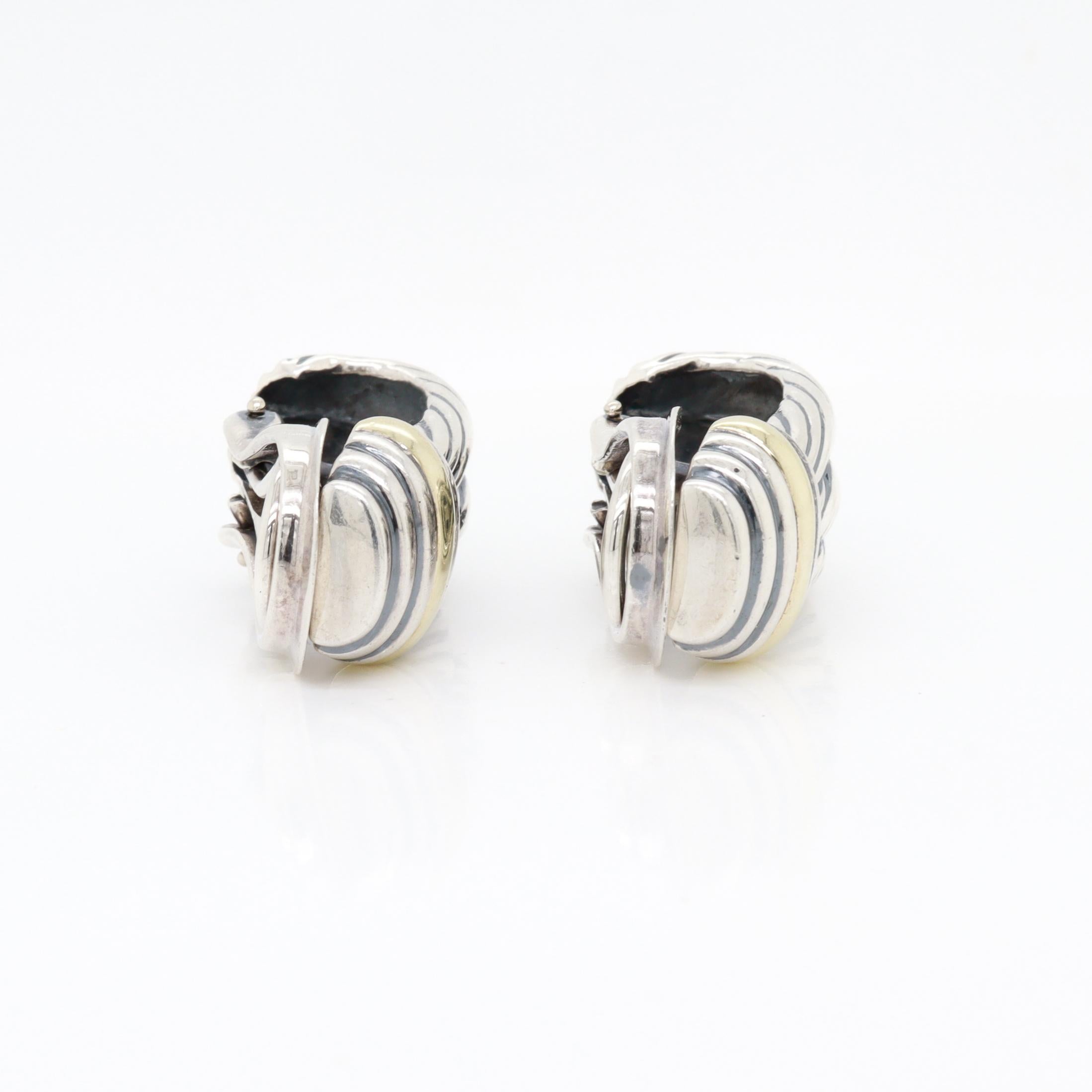 Vintage David Yurman Sterling Silber & 14K Gold 'Triple Cable' Ohrringe im Angebot 5