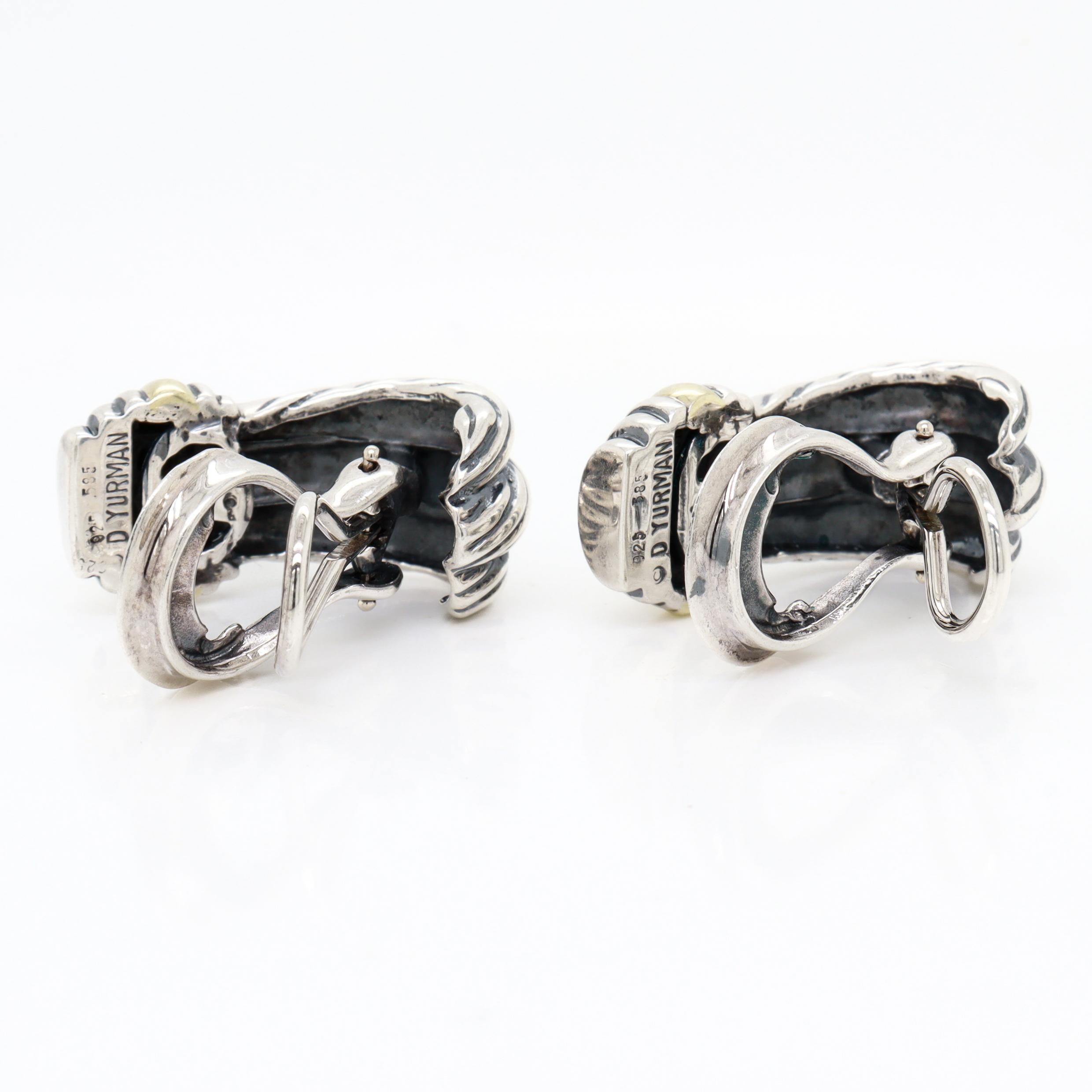 Vintage David Yurman Sterling Silber & 14K Gold 'Triple Cable' Ohrringe im Angebot 6
