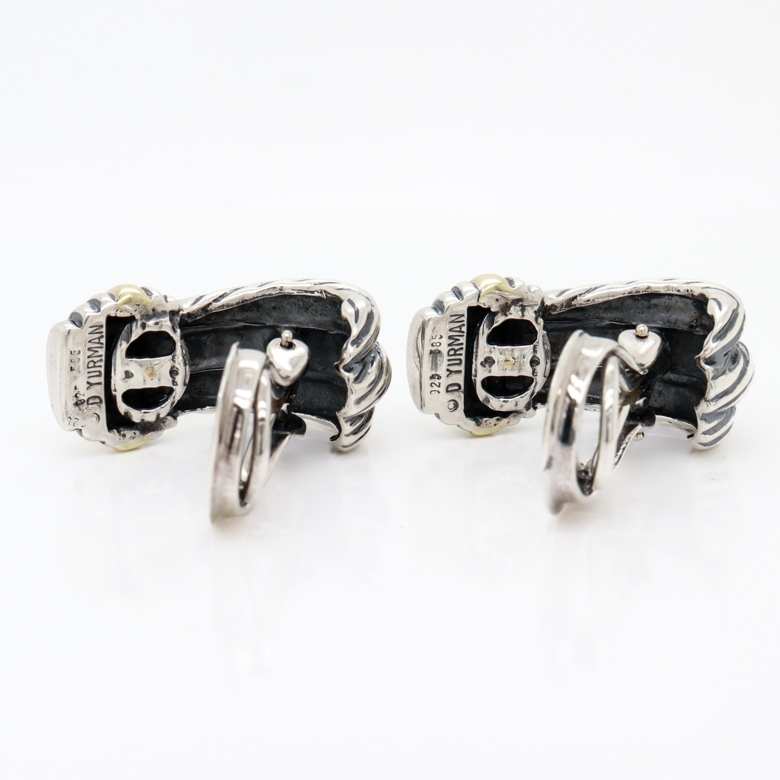 Vintage David Yurman Sterling Silber & 14K Gold 'Triple Cable' Ohrringe im Angebot 7