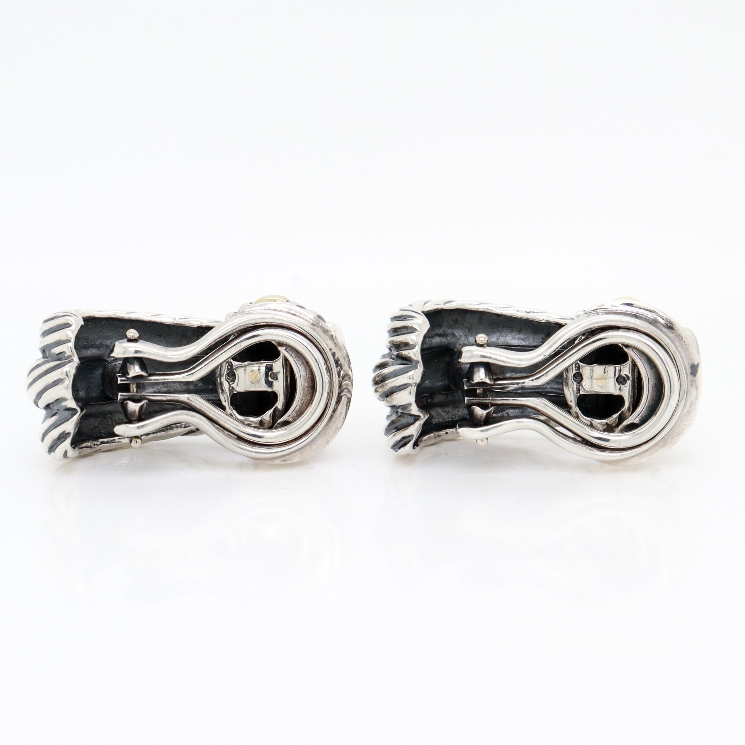 Vintage David Yurman Sterling Silber & 14K Gold 'Triple Cable' Ohrringe im Angebot 4