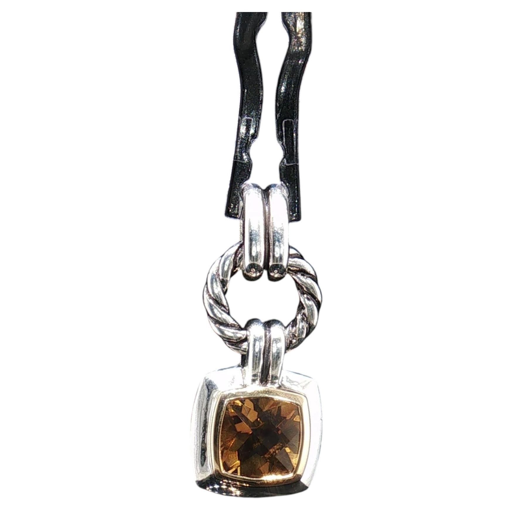 Pendentif vintage David Yurman en argent sterling et or 18 carats avec citrine, 925, 750, 4,3 g en vente