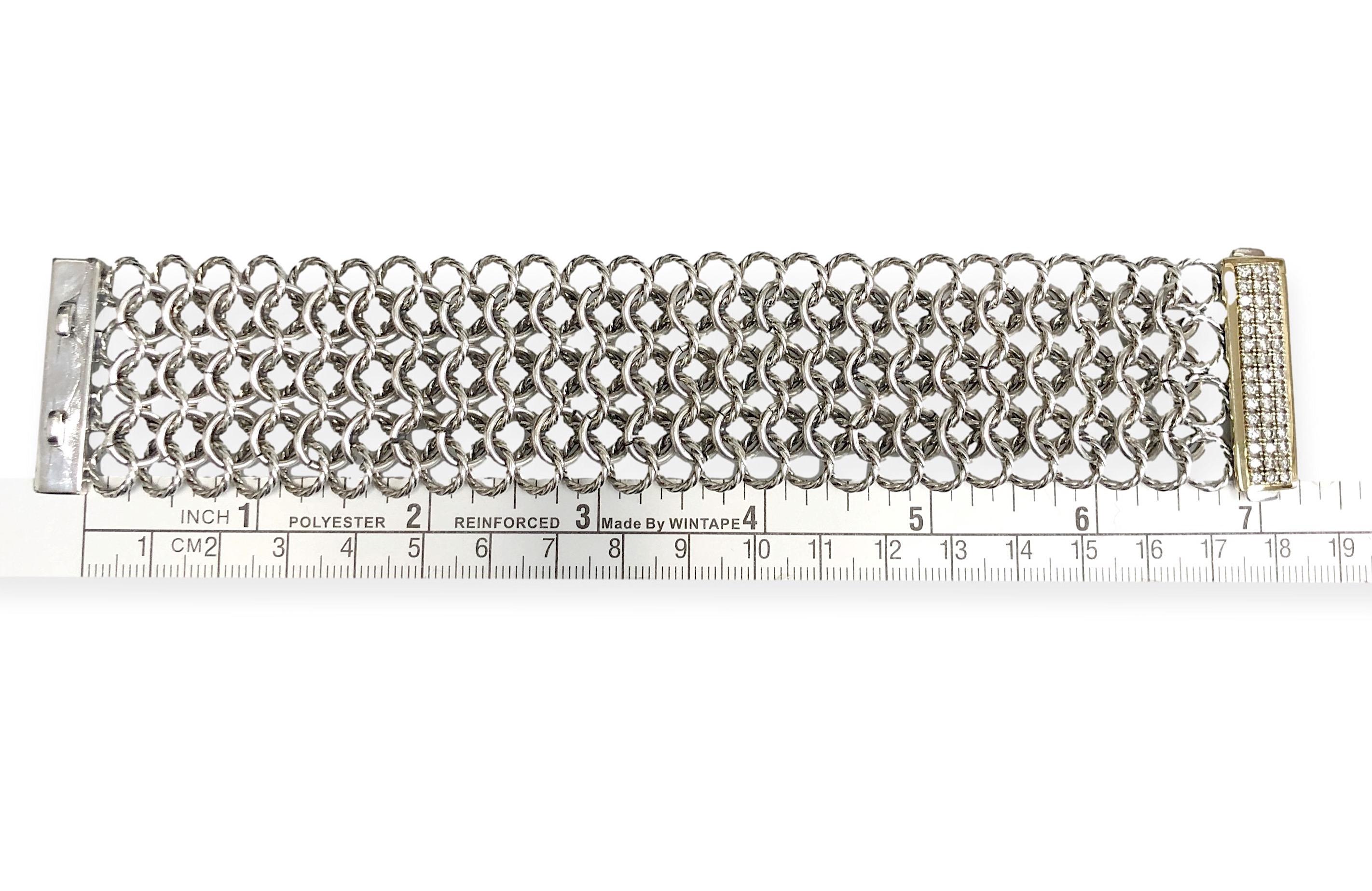 Vintage David Yurman Sterling Silver 18K Interlocking Link Bracelet 7