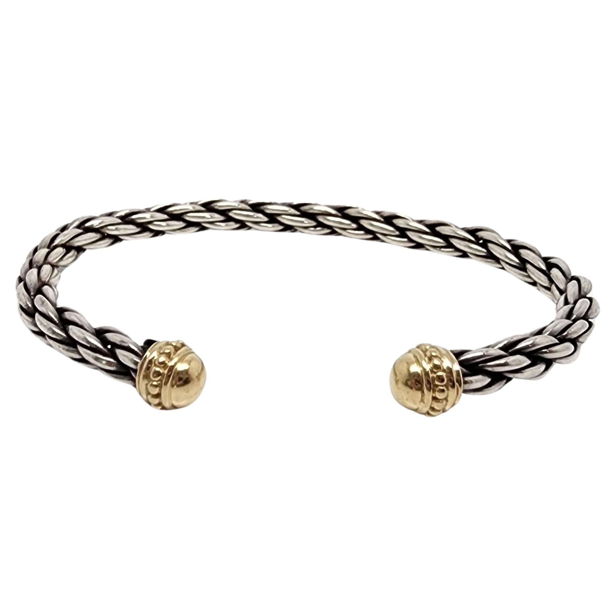David Yurman Sterling Silver Diamond Cable Cuff Bracelet For Sale at ...