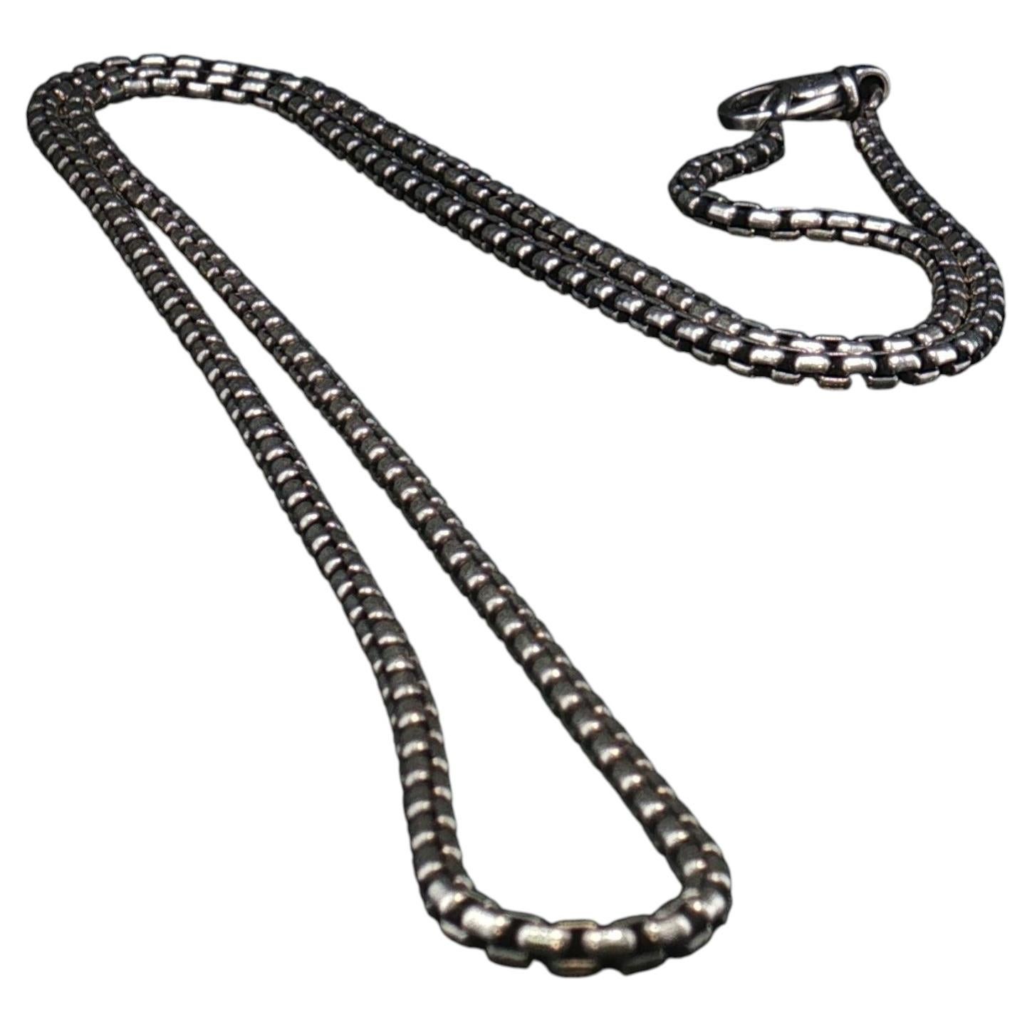 Collana vintage David Yurman in argento sterling 925 con maglie a scatola, 22", 19 g, 2,25 mm