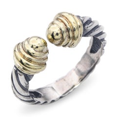 Vintage David Yurman Sterling Silver and 14k Yellow Gold Cable Ring