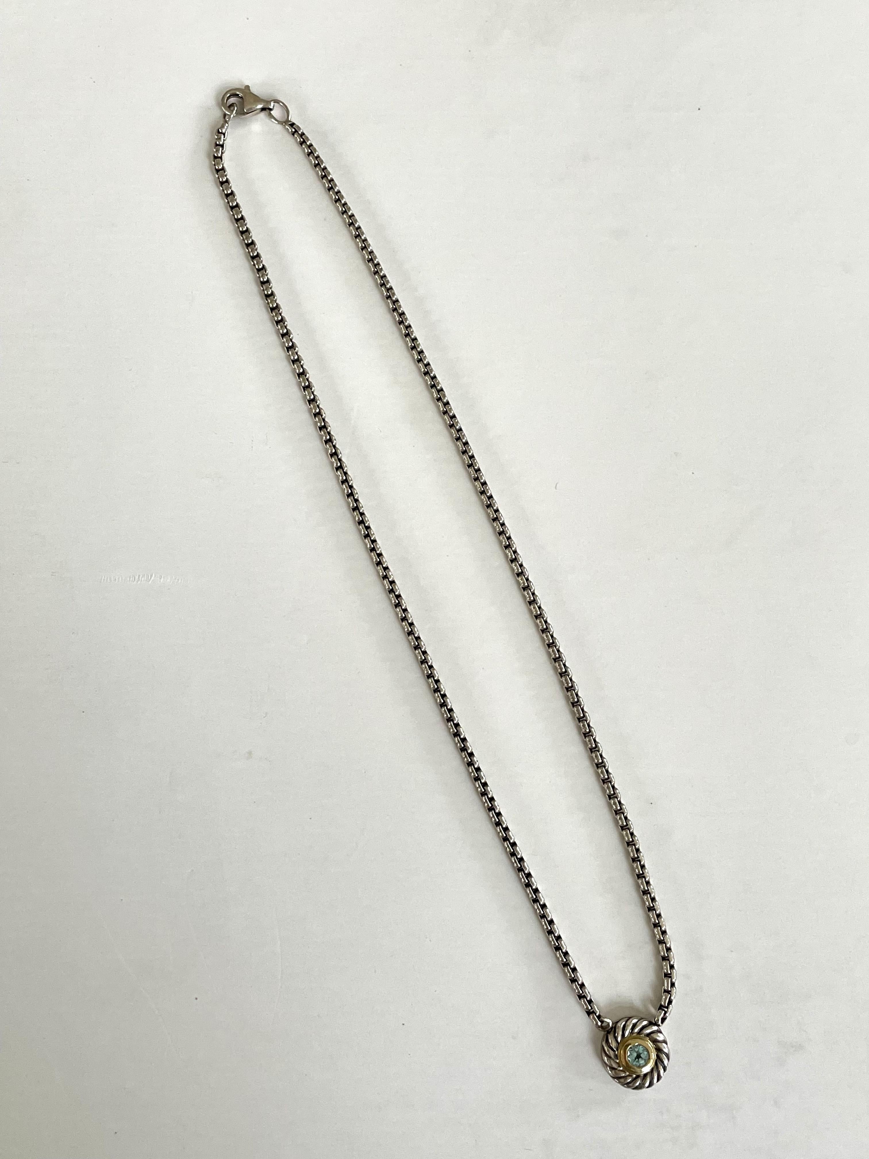 Women's Vintage David Yurman Sterling Silver Box Link Chain and Pendant Necklace
