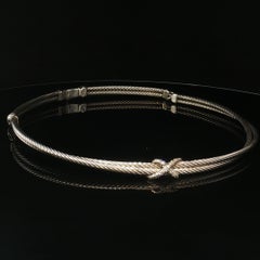 Vintage David Yurman Sterling Silver Diamond X Cable Collar Necklace 16" 42.8g