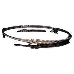 Vintage David Yurman Sterling Silver Diamond X Cable Collar Necklace 16" 42.8g