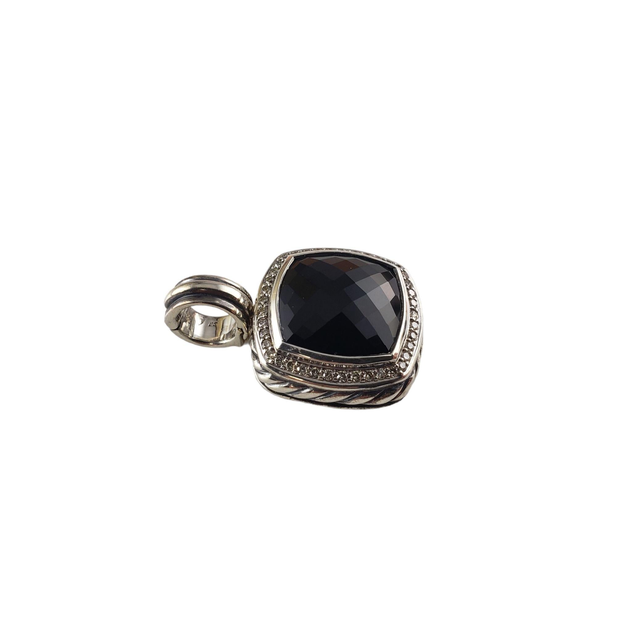Taille cabochon David Yurman Pendentif vintage en argent sterling avec onyx et diamants