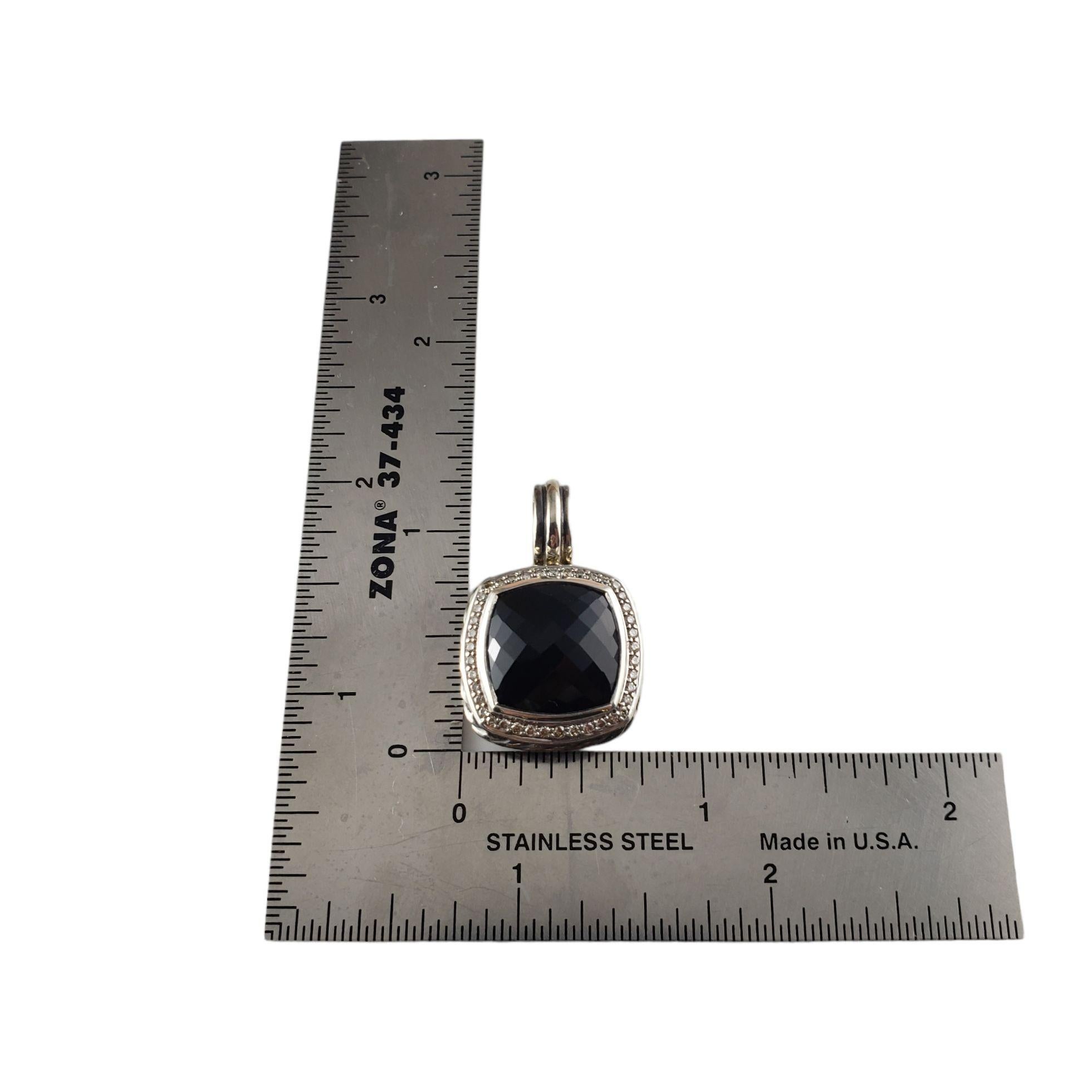 David Yurman Pendentif vintage en argent sterling avec onyx et diamants 1