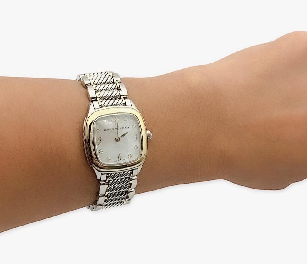 Vintage David Yurman Thoroughbred Stainless Steel and 18k Gold Ladies Watch In Good Condition In New York, NY