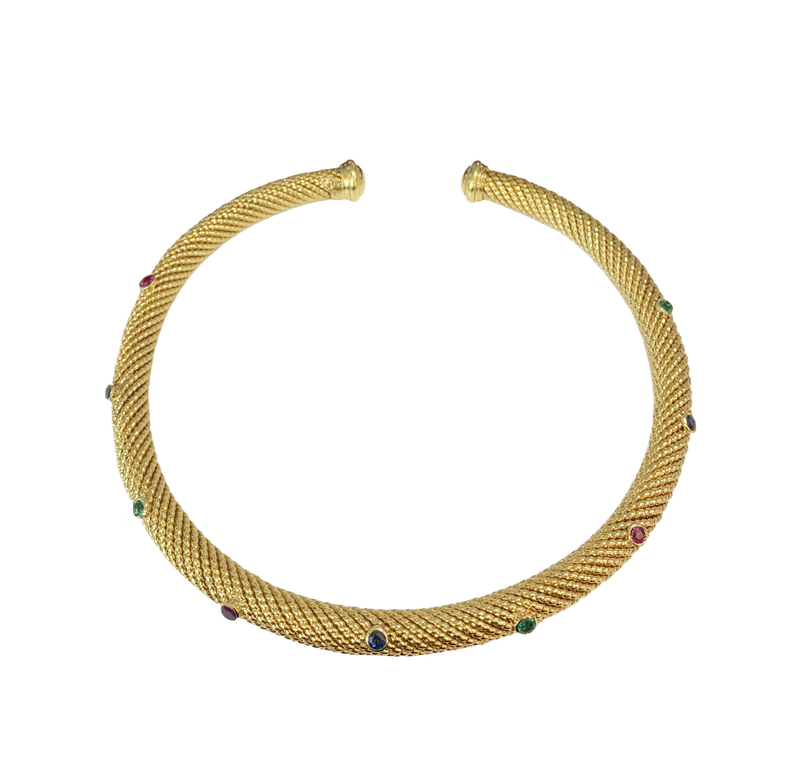 Women's Vintage David Yurman Yellow Gold Choker Necklace with Stones For Sale