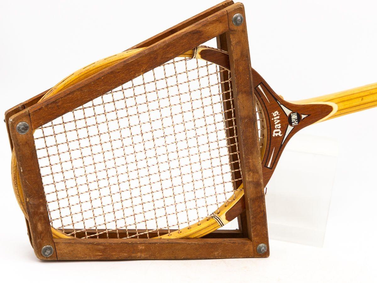 Late 20th Century Vintage Davis Tennis Racket with Press, USA 1970s For Sale