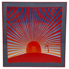 Vintage “day of the sun” silk scarf by Jean Michel Folon for Charles Steiner, 19
