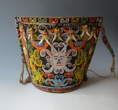 Vintage Dayak Tribal Beaded Decorated Baby Carrier Borneo Indonesia