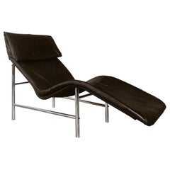 Lit de repos vintage en faux cuir noir de Tord Björklund pour IKEA 