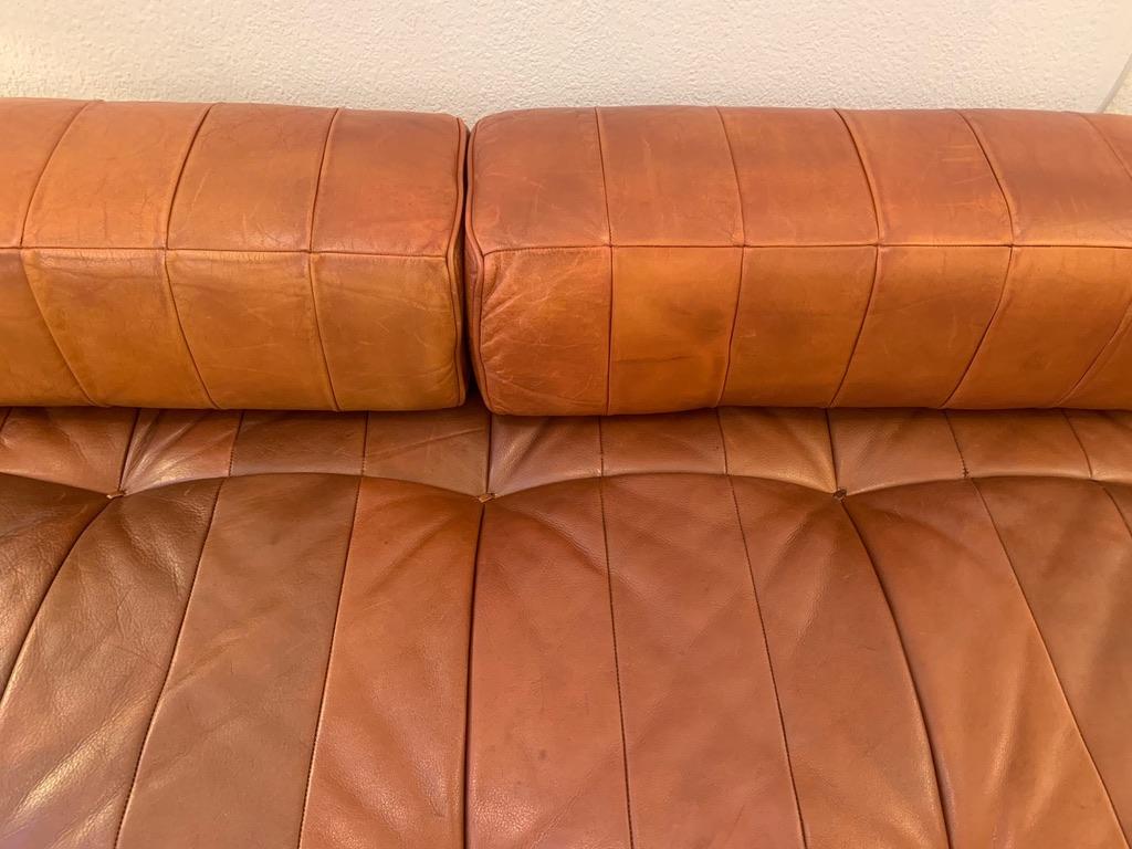 Vintage Daybed Sofa DS80 Patchwork Cognac Leather by De Sede, Switzerland 1960s 5