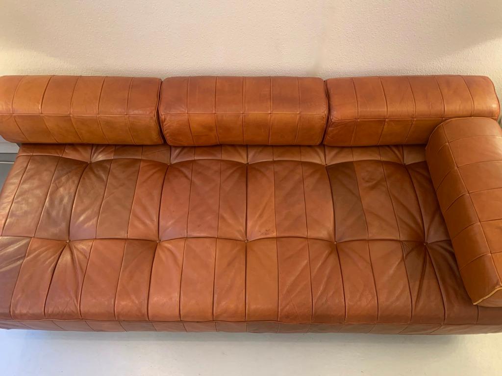 Vintage Daybed Sofa DS80 Patchwork Cognac Leather by De Sede, Switzerland 1960s 7