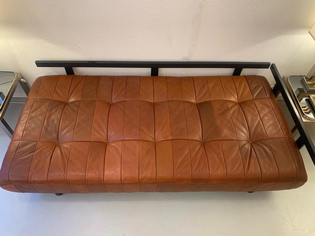 Mid-20th Century Vintage Daybed Sofa DS80 Patchwork Cognac Leather by De Sede, Switzerland 1960s