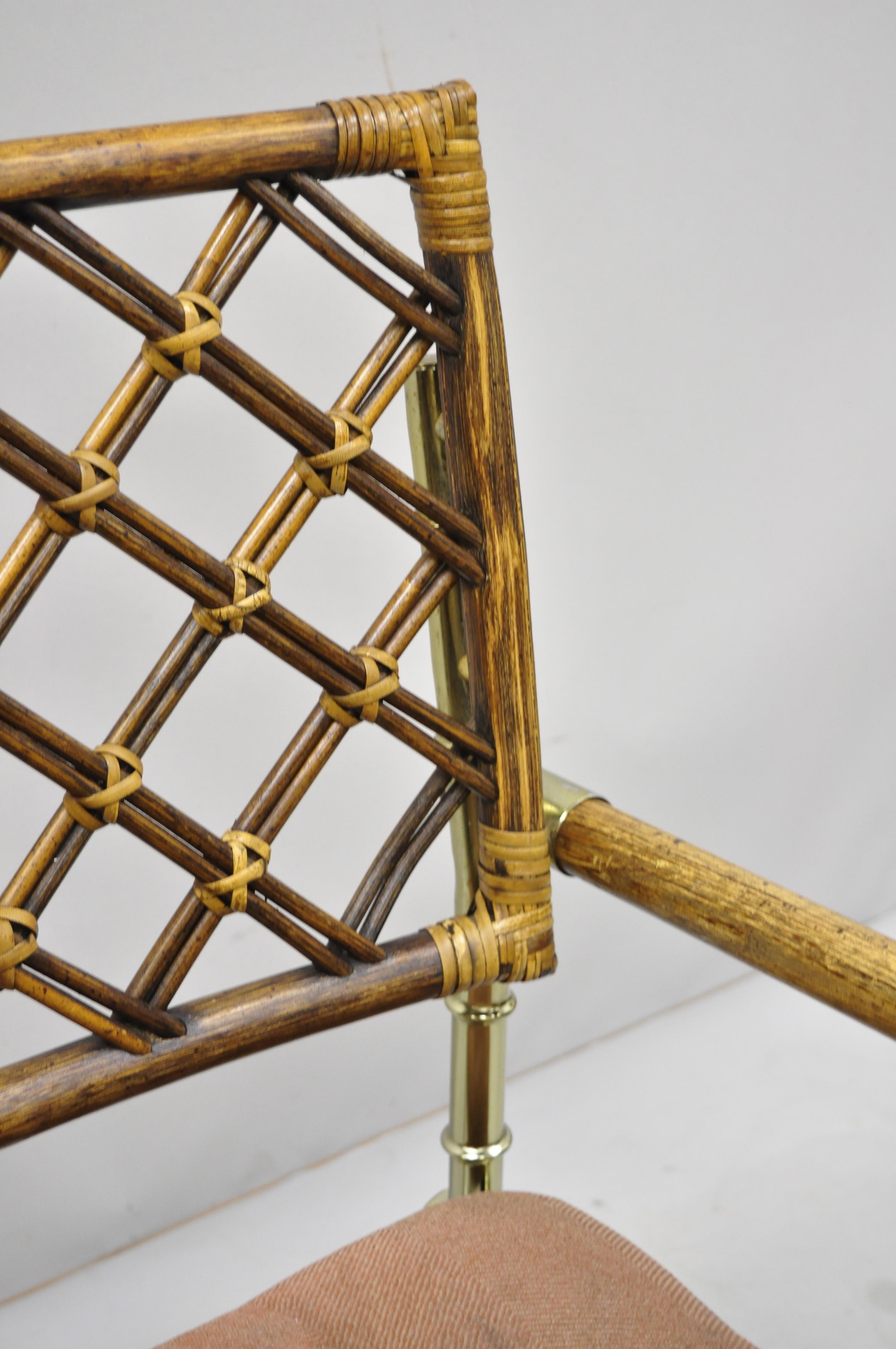 Vintage Daystrom Brass Faux Bamboo Lattice Rattan Directors Armchair Gold 1