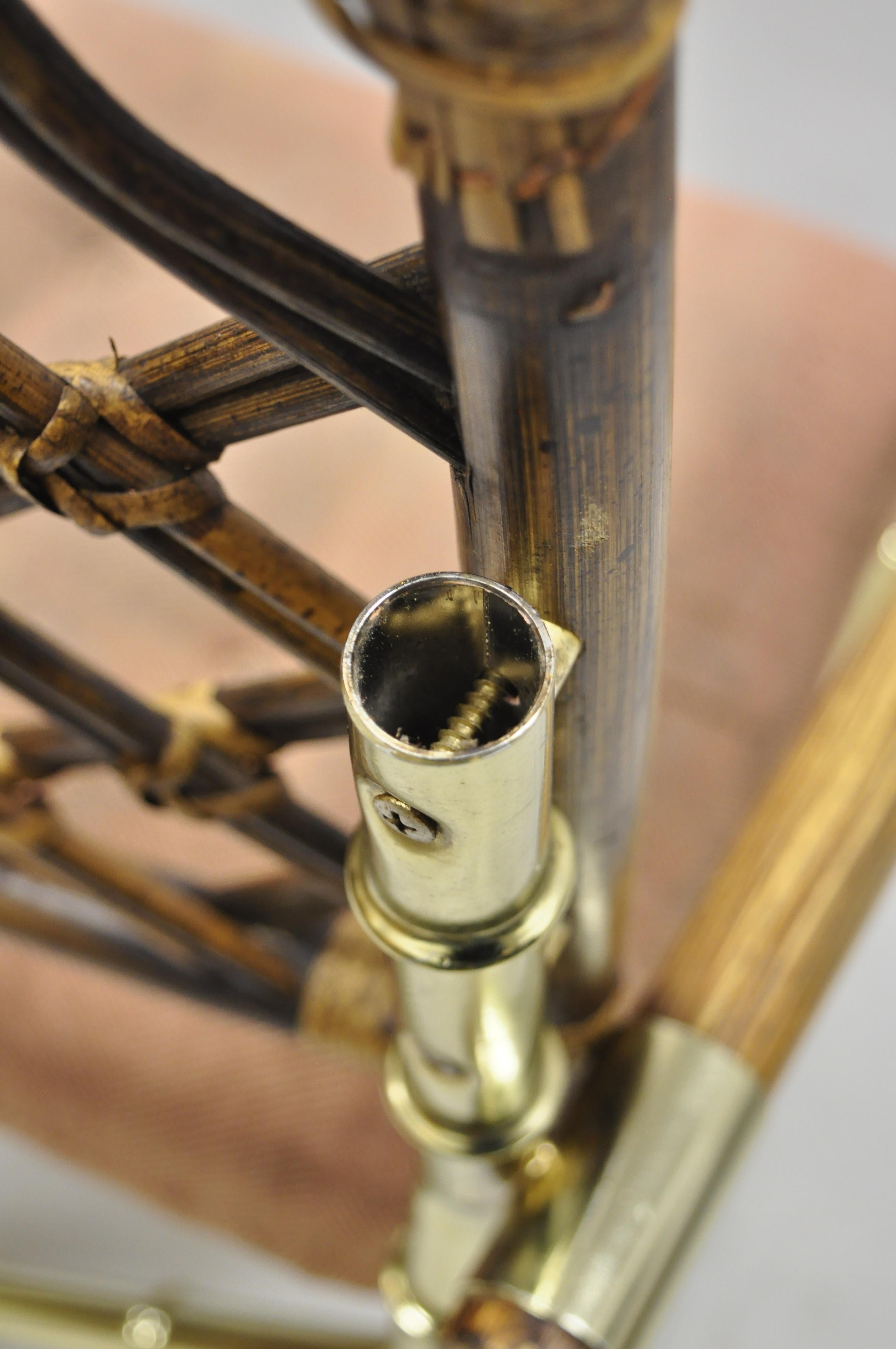 20th Century Vintage Daystrom Brass Faux Bamboo Lattice Rattan Directors Armchair Gold