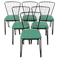 Vintage Daystrom Mid Century Modern Black Metal Kitchen Dining Chairs, Set of 6