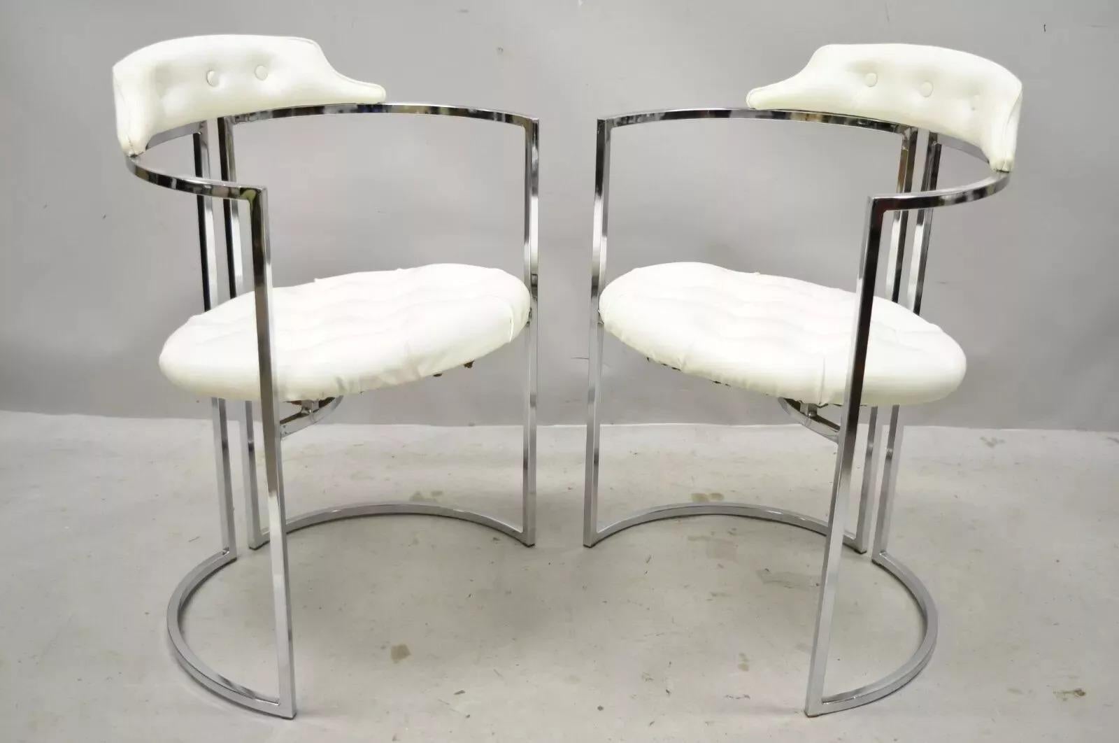 Vintage Daystrom Mid Century Modern Chrome White Vinyl Dining Chairs - Set of 4 For Sale 6