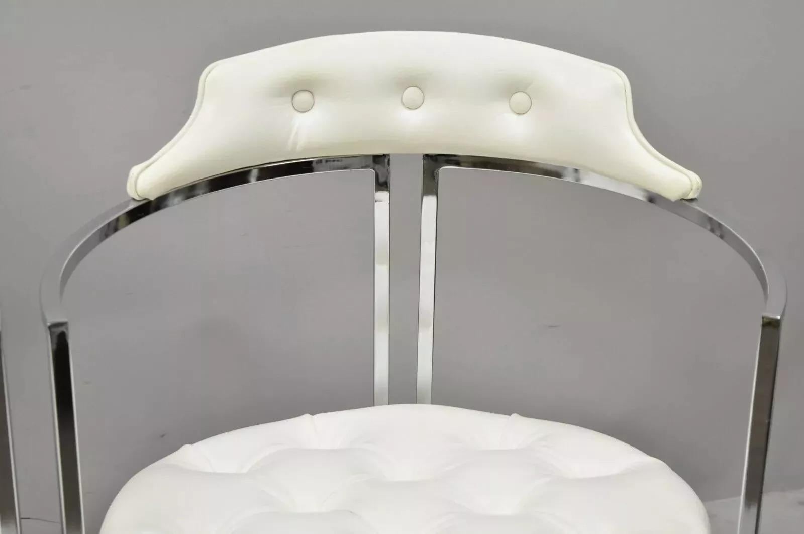 Mid-Century Modern Vintage Daystrom Mid Century Modern Chrome White Vinyl Dining Chairs - Set of 4 For Sale