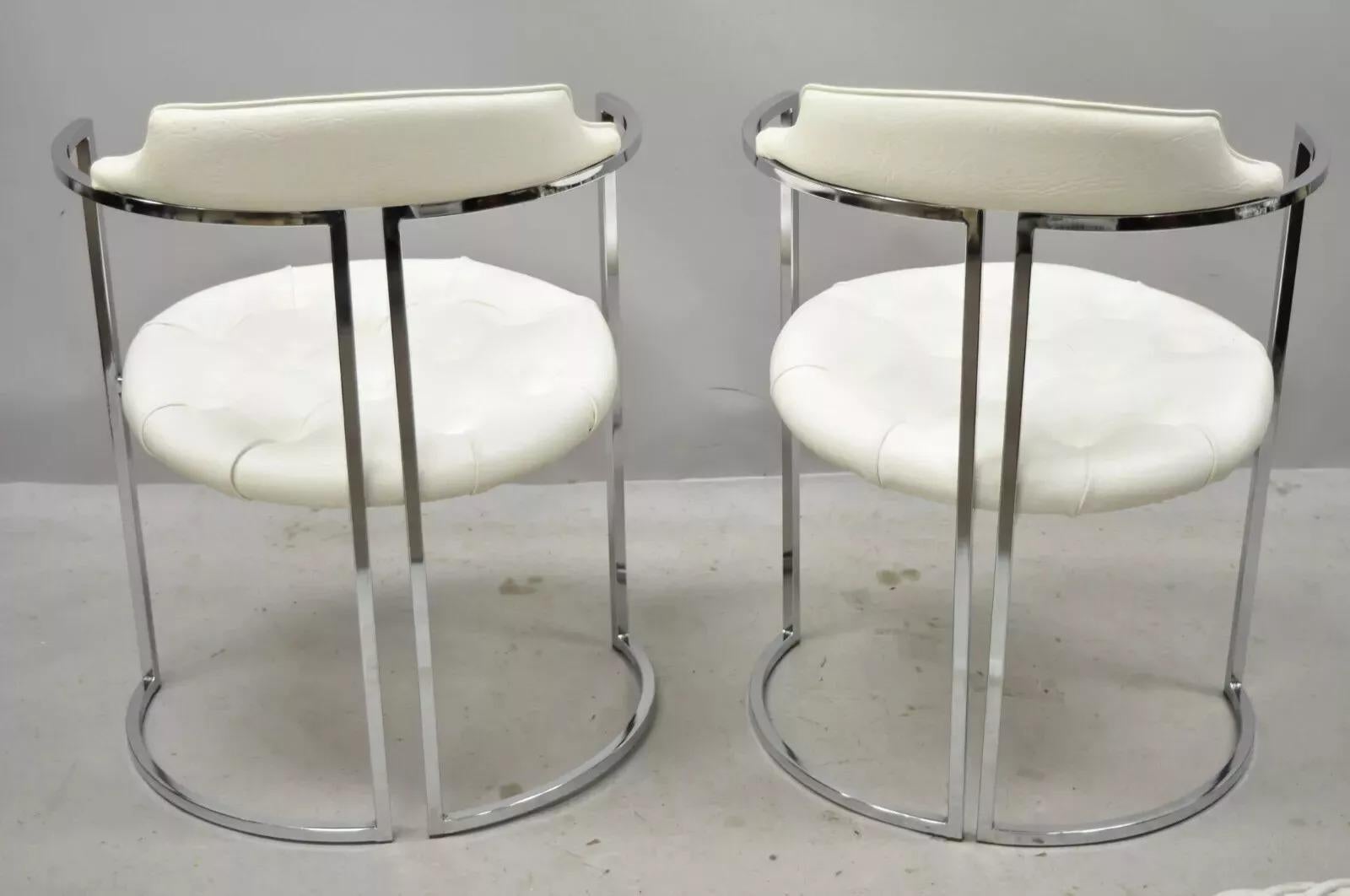 Vintage Daystrom Mid Century Modern Chrome White Vinyl Dining Chairs - Set of 4 For Sale 3