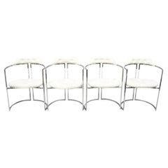 Vintage Daystrom Mid Century Modern Chrome White Vinyl Dining Chairs - Set of 4